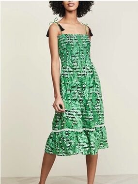 NWT Playa Lucila Green Floral Smocked Dress - size small
